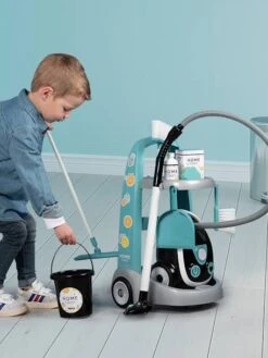 Chariot De Ménage Avec Aspirateur - SMOBY Bleu - Smoby -Magasin De Jouets chariot de menage avec aspirateur smoby 4