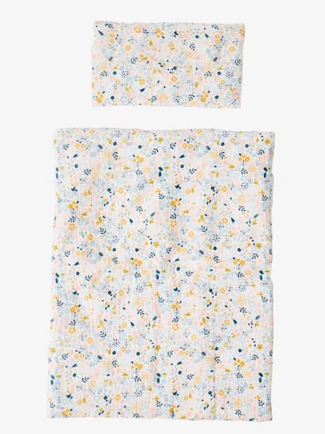 Couette + Oreiller Poupon En Gaze De Coton Blanc Fleuri - Vertbaudet 1 Couette + Oreiller Poupon En Gaze De Coton Blanc Fleuri - Vertbaudet