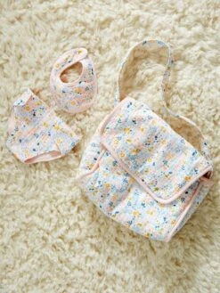 Sac à Langer Poupon + Couche + Bavoir En Gaze De Coton Rose - Vertbaudet -Magasin De Jouets sac a langer poupon couche bavoir en gaze de coton 2