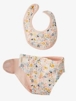 Sac à Langer Poupon + Couche + Bavoir En Gaze De Coton Rose - Vertbaudet -Magasin De Jouets sac a langer poupon couche bavoir en gaze de coton 4